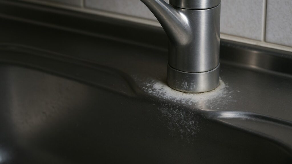 キッチンの水垢を落とす方法はクエン酸や重曹などで優しく擦るのが最も最適な方法